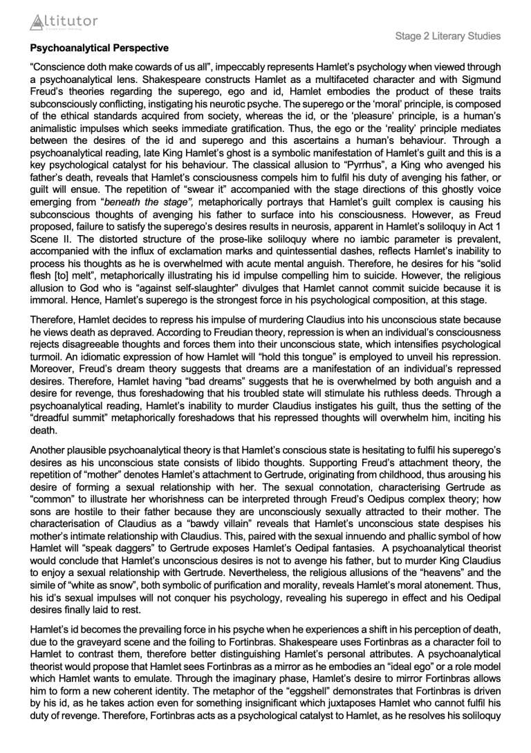SACE English LIt Exemplar