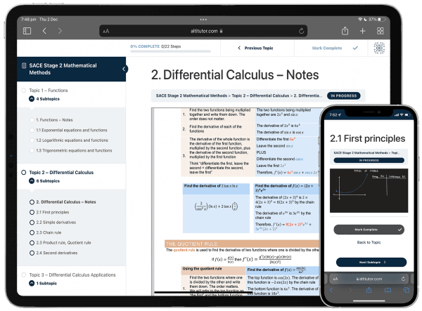 Altitutor online resources on a tablet and phone
